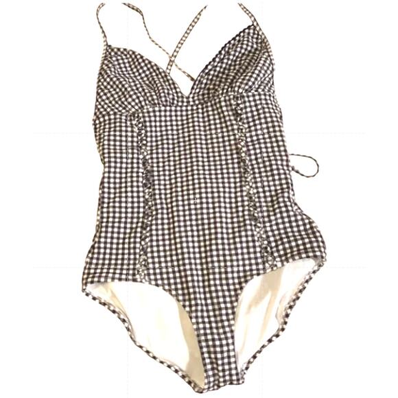 Jessica Simpson Black & White Gingham One Piece Swimsuit Size Small NWT - Picture 3 of 4